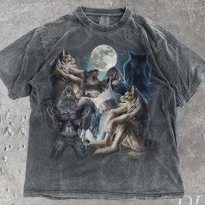Alpha Wolf Vintage 90s Style Comfort Colors® Tshirt, Retro Meme Tee, Grunge Clothing Aesthetic, Emo Silly Wolf Shirt,Alpha Wolf Washed Shirt