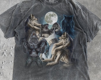 Camiseta Alpha Wolf con colores cómodos, estilo vintage de los 90, camiseta retro con memes, estética grunge, camiseta emo Silly Wolf, camiseta Alpha Wolf lavada.