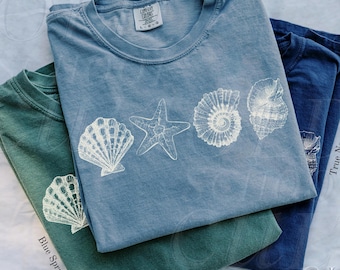 Comfort Colors® Sea Shells 90s Vintage Style Tshirt, Retro Y2k Ocean Shell Shirt, Sea Lovers Shirt, Summer Ocean Shirts, Cute Sea Animal Tee