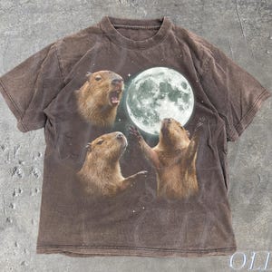 Camiseta gráfica vintage de capibara en galaxia, camiseta retro de vida silvestre Y2K