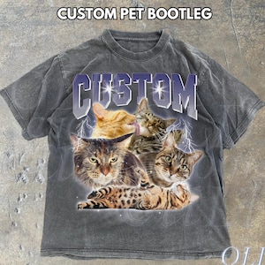 CUSTOM Bootleg Rap PET T-shirt, t-shirt rétro personnalisé pour animaux de compagnie, photo personnalisée, chemise graphique vintage des années 90, CUSTOM votre propre idée de bootleg ici, votre conception