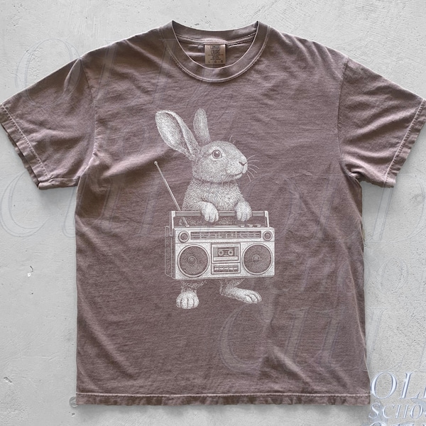 Rabbit Bunny Radio Shirt Comfort Colors® Shirt, Retro Retro Boom Box Shirt, Music 90s Top, Guitar Lover Gifts, Rabbit Funny Tee