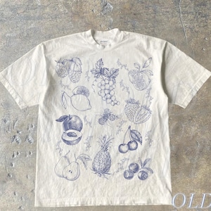 Fruits And Berries Retro 90s Tattoo Tshirt, Vintage Fruit Lovers Cute Shirt, Nature Food Shirt, Pinapple Berry Unisex Y2k Relaxed Lemon Top