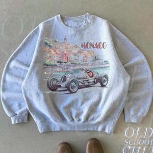 Vintage Monaco 1937 Racer Graphic Sweatshirt, Unisex Race Car Retro Hoodie, Nostalgia Race F1 Tee, Vintage Style Cotton Shirt, Motorsport
