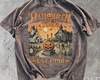 Halloweentown Est 1998 Vintage 90s Style Graphic T-Shirt, Retro Halloween University Spooky Unisex Shirt, Halloween Spooky Gifts