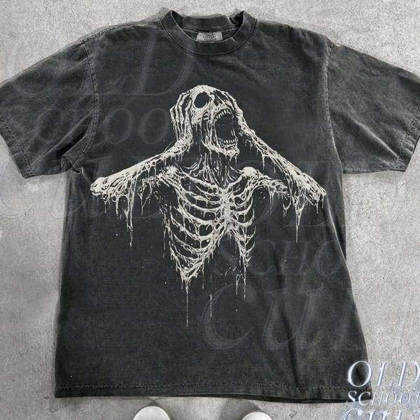 叫ぶ骸骨Tシャツ、怖いホラーグラフィックTシャツ、不気味なグールアンデッドヴィンテージレトロスプーキーゴスコスチュームハロウィントップユニセックスTシャツギフト