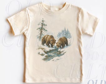 Retro Bears Toddler Shirt, Vintage 90s Bear Nature Kids Outfit, Natural Boho Adult Wildlife Tee, Toddler & Youth T-Shirt