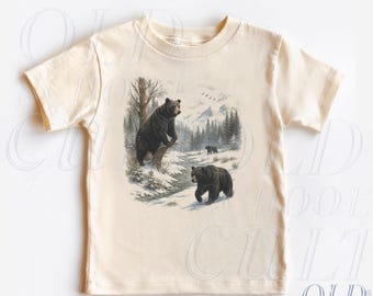 Retro Bears Toddler Shirt, Vintage 90s Bear Nature Kids Outfit, Natural Boho Adult Wildlife Tee, Toddler & Youth T-Shirt
