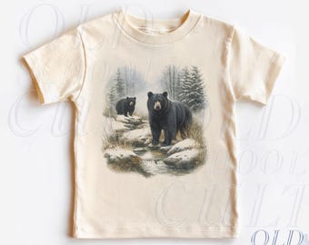 Retro Bears Toddler Shirt, Vintage 90s Bear Nature Kids Outfit, Natural Boho Adult Wildlife Tee, Toddler & Youth T-Shirt