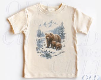 Retro Bears Toddler Shirt, Vintage 90s Bear Nature Kids Outfit, Natural Boho Adult Wildlife Tee, Toddler & Youth T-Shirt