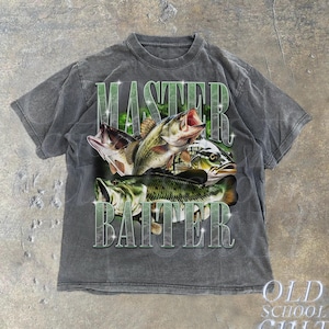 Master Baiter Retro Grafik T-Shirt, Bass Fischen Shirt für Männer, lustiges Fischer T-Shirt, Ehemann Shirt, Bass-Liebhaber Geschenk, Papa Angler Geschenke
