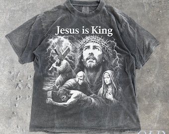 Jesus is King Y2k Vintage 90er Jahre Shirt, Christliches Streetwear Comfort Colors® T-Shirt