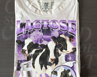 Lactose Tolerant Vintage Bootleg T-Shirt, Retro Milk 90s Funny Graphic Shirt, Funny Gifts For Friends, Y2k Unisex Baggy Top, Meme Shirts