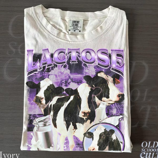 Lactose Tolerant Vintage Bootleg T-Shirt, Retro Milk 90s Funny Graphic Shirt, Funny Gifts For Friends, Y2k Unisex Baggy Top, Meme Shirts