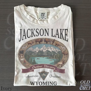 Vintage Jackson Lake Wyoming Graphic Tshirt, Retro Comfort Colors® Grand Teton National Park 90s Nostalgia Unisex Shirt