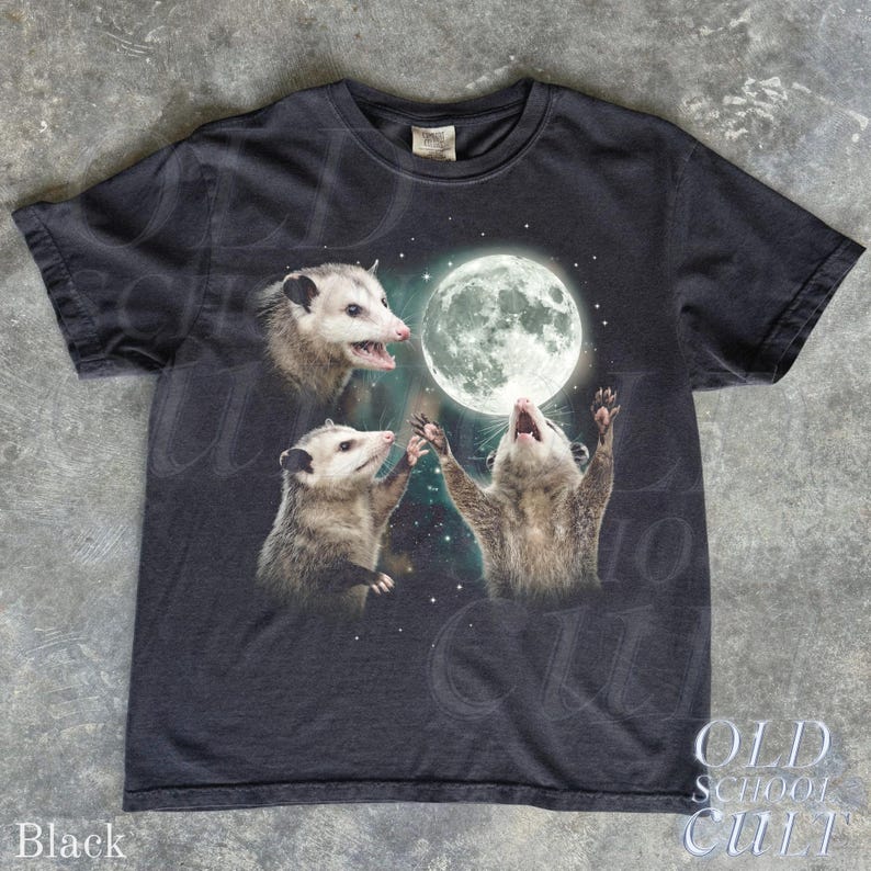 Opossum Howling at Moon Vintage 90s Graphic T Shirt, Retro Possum Silly Gift image 8