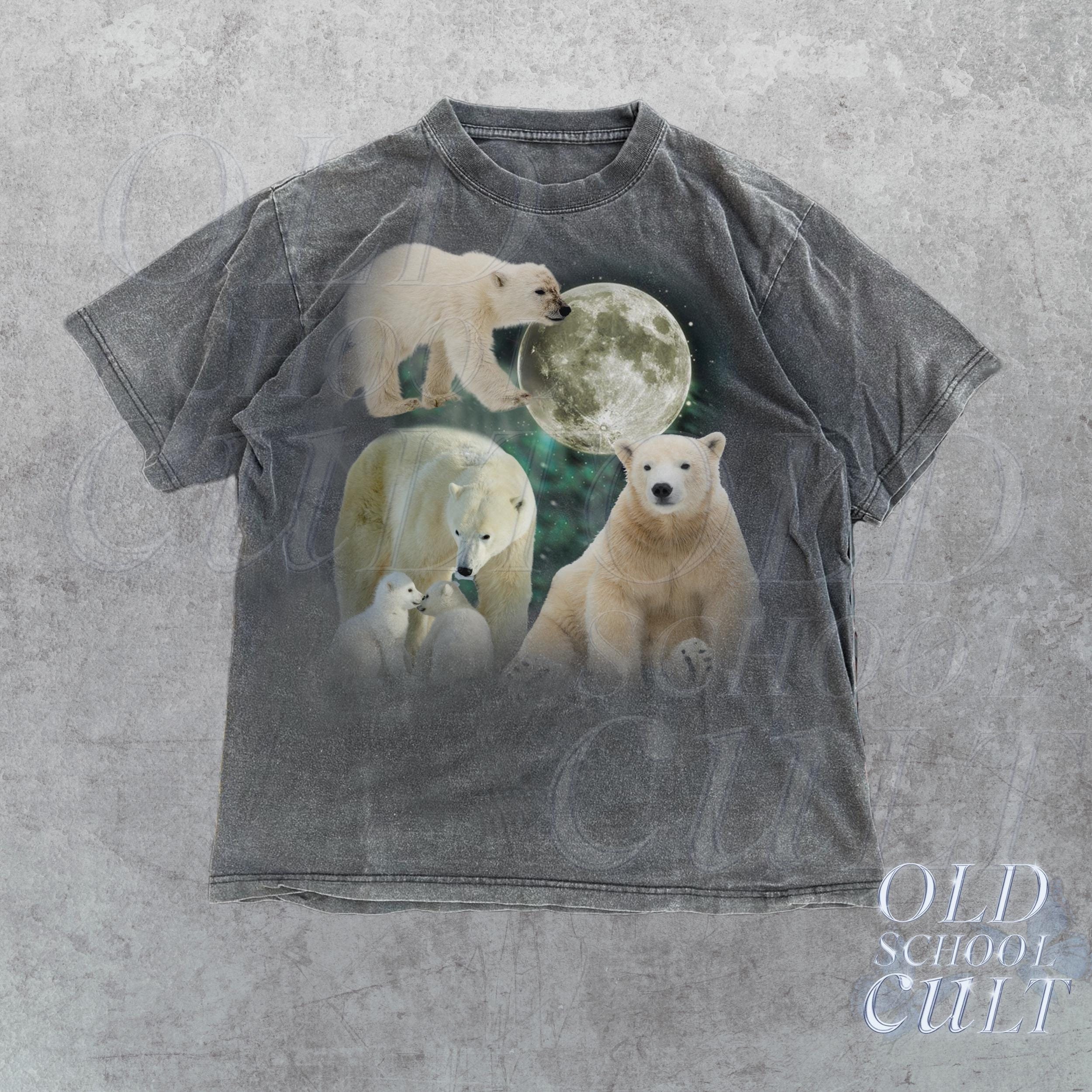 シロクマの神秘的なヴィンテージグラフィックTシャツ、レトロな