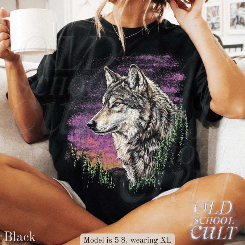 Vintage Wolf 90s Graphic T Shirt, Retro Forest Classic Animal Nature ...