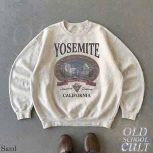 Retro Yosemite National Park Sweatshirt, Vintage 90s California Wildlife Graphic Crewneck, Nostalgia Hiking Old School Gift Sand