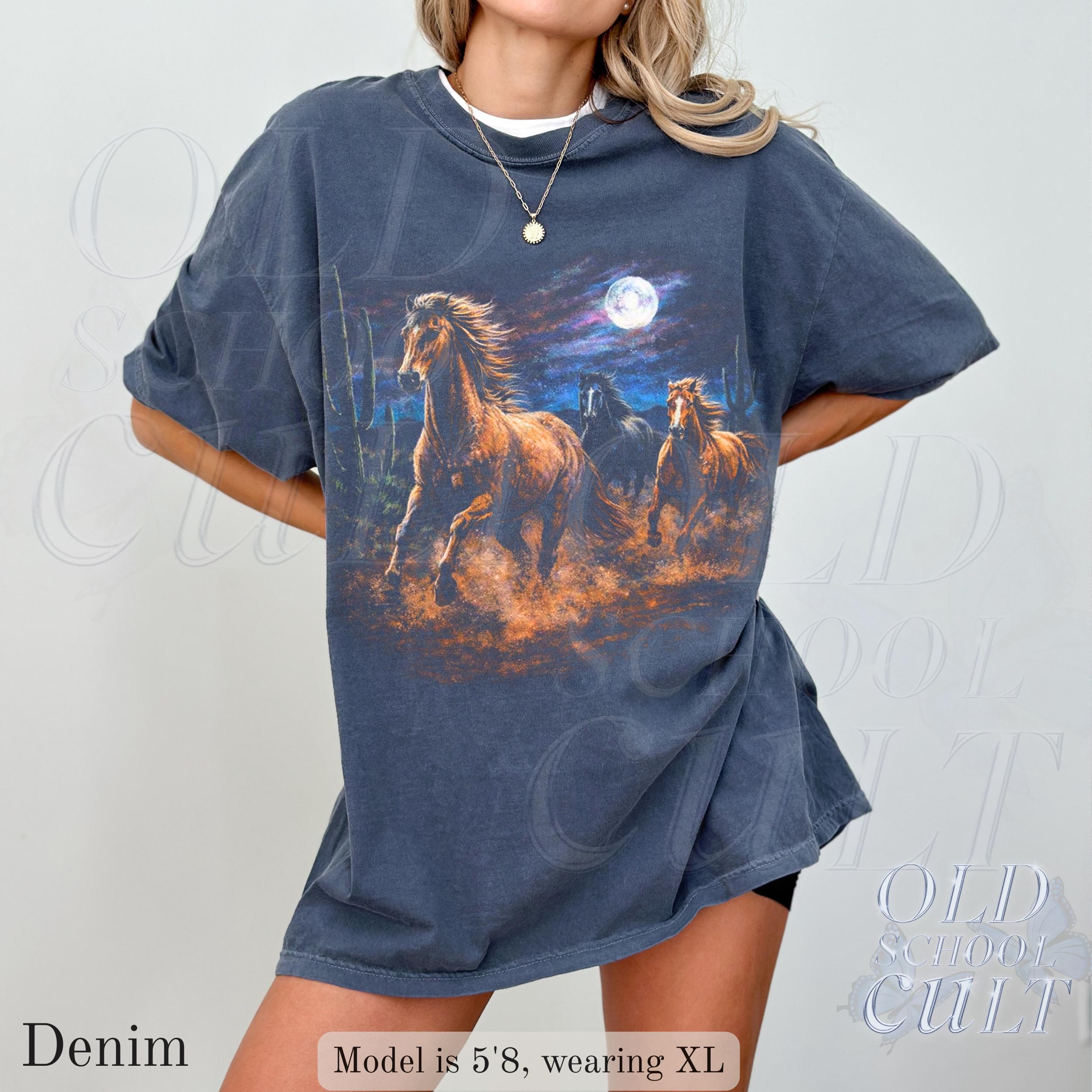 Wild Horses Vintage 90s Graphic T-shirt, Retro Moonlit Running