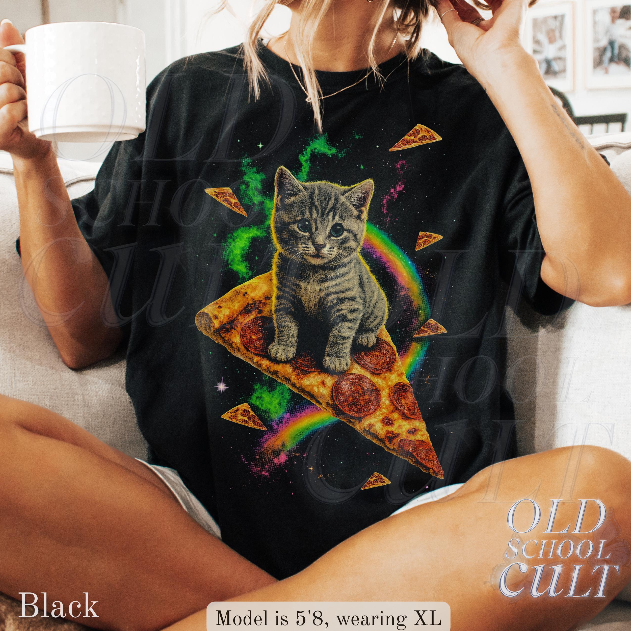 T-Shirt Humoristique Pizza Et Chat - Imprimé 3D - Manches Courtes - Taille Du S Au 5XL - Unisexe - Neuf