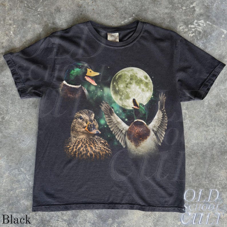 Mallard Duck Moon Vintage Graphic T Shirt, Retro Wildlife Bird Tee, Hunting Nature Gift image 8