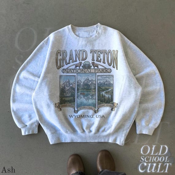 Retro Grand Teton National Park Sweatshirt, Vintage 90s Wyoming Crewneck, Nostalgia Mountain Hiking Old School Gift