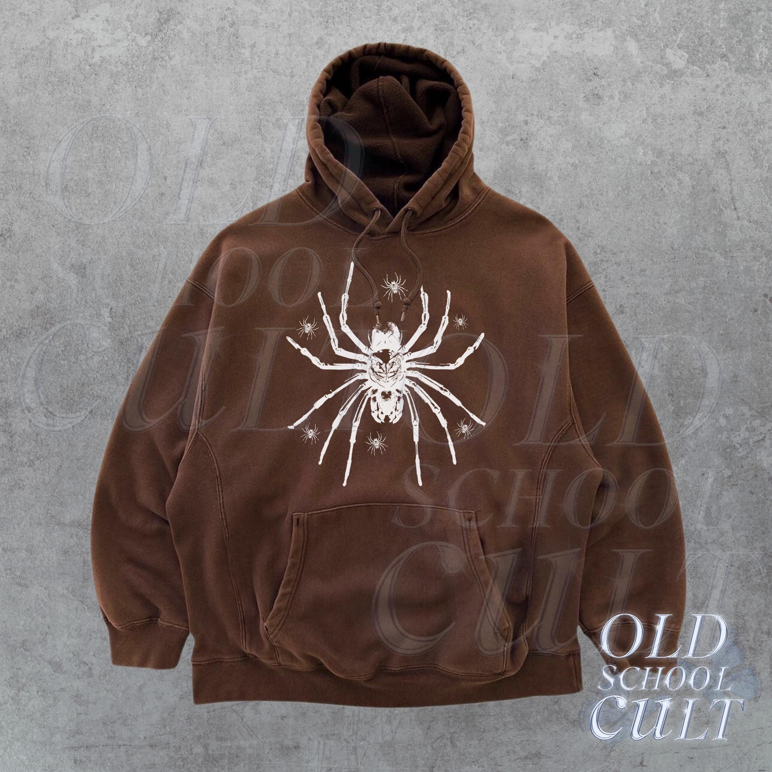 Vintage Spider 90s Graphic Hoodie, Retro Pump Cover Gothic Spider 