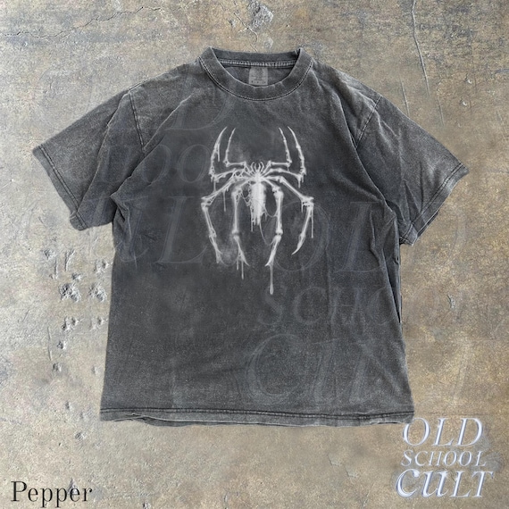 トップス 90s Spiderweb vintage sweat blk Vintage 1990's Spider X Spiderweb Goth Punk AOP Cotton T