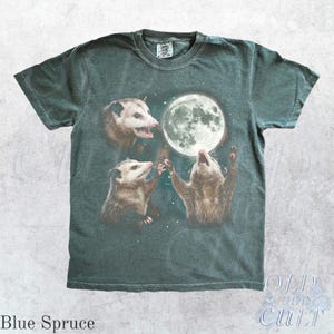 Opossum Howling at Moon Vintage 90s Graphic T Shirt, Retro Possum Silly Gift Blue Spruce