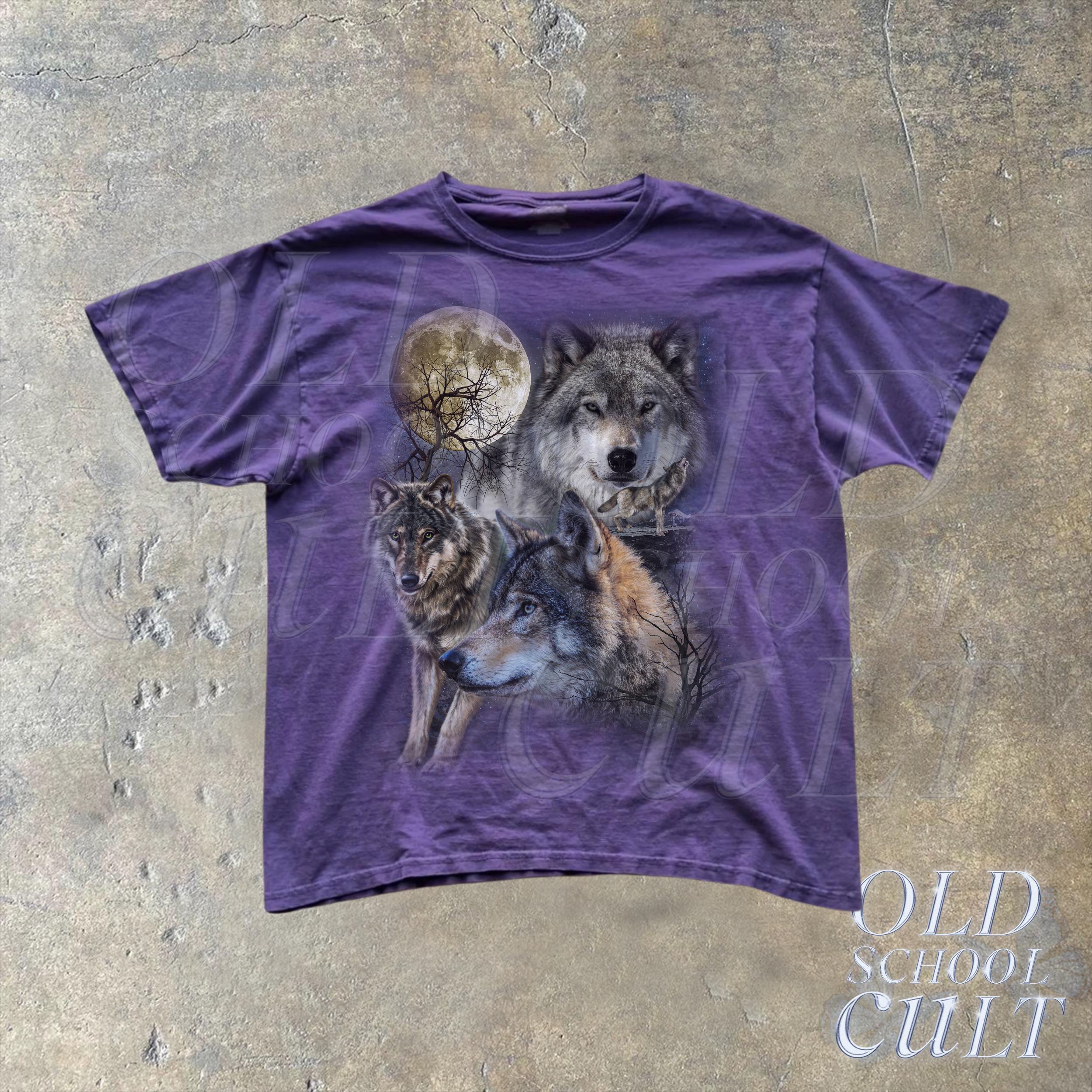 Vintage Wolf 90s Graphic Shirt, Wolf Lovers Retro Moon Tee Vintage Wolf 90s Graphic Shirt, Wolf Lovers Retro Moon Tee