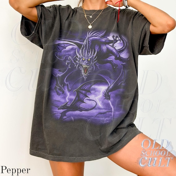Dragon Vintage 90s Style Limited Graphic Shirt,purple Dragon