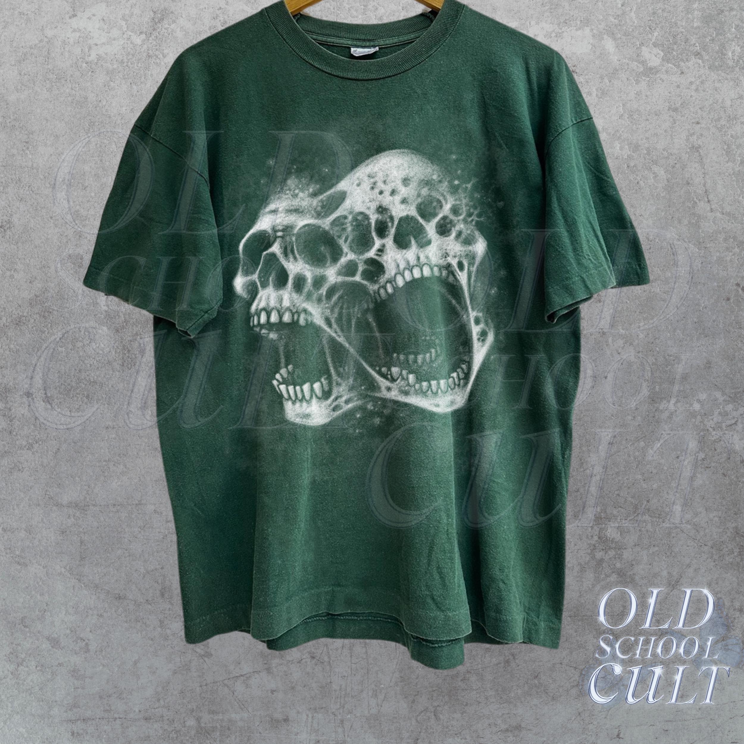 Screaming Skull Vintage 90s Graphic Shirt, Skeleton Y2k Goth Retro