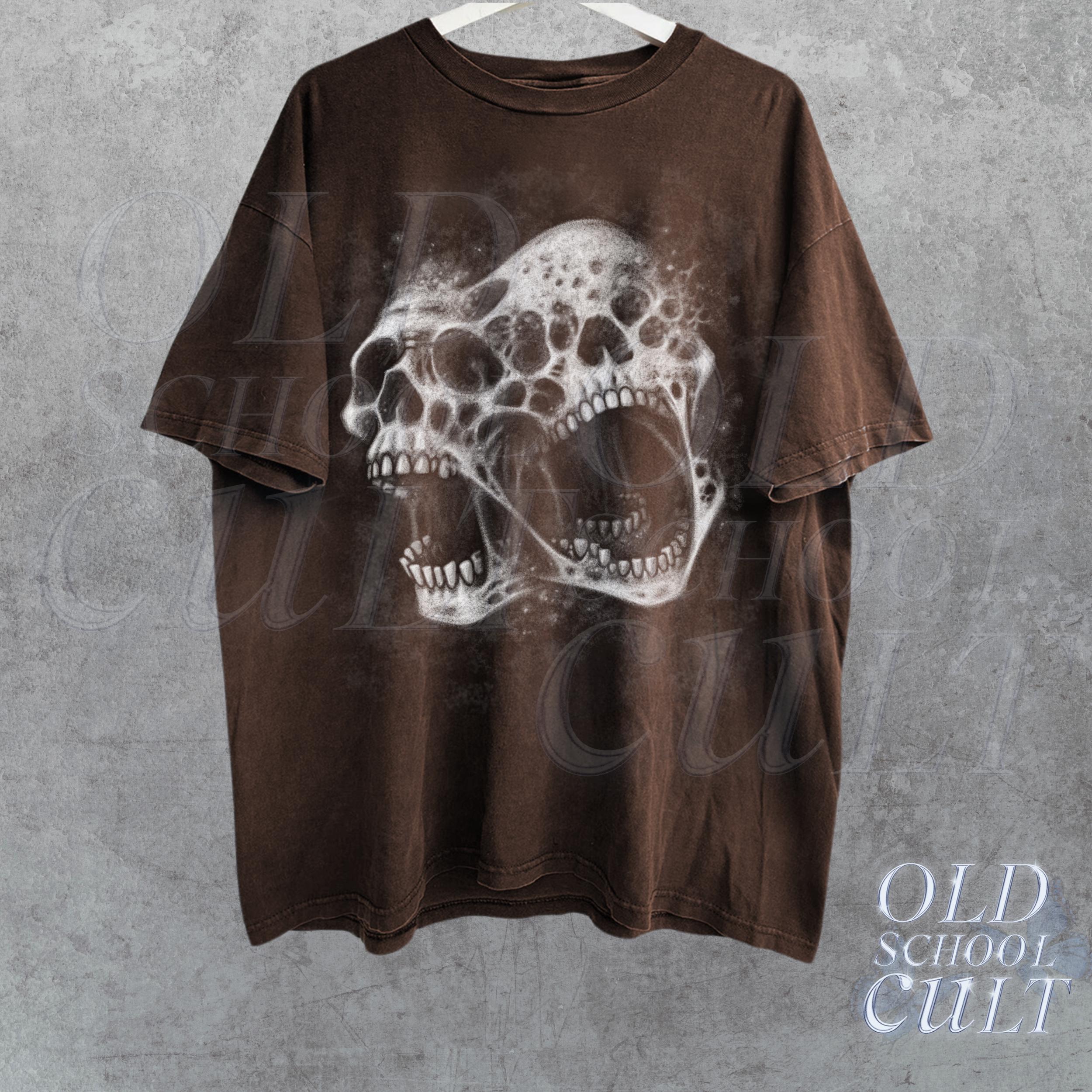 Screaming Skull Vintage 90s Graphic Shirt, Skeleton Y2k Goth Retro