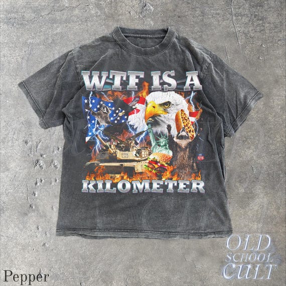 WTF Is A Kilometer Shirt Funny Patriotic USA Eagle Graphic Tee Vintage American Meme T Shirt 4th Of July Retro Unisex Independence Day Gift