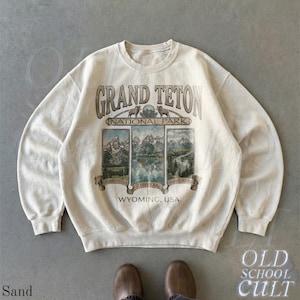 Retro Grand Teton National Park Sweatshirt, Vintage 90s Wyoming Crewneck, Nostalgia Mountain Hiking Old School Gift Sand