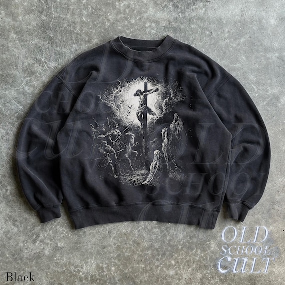 Jesus Crucifix Retro Christian Sweatshirt, Vintage 90s Cross Crewneck, Religious Sweater, Unisex Spiritual Pullover