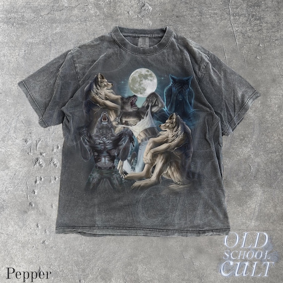 Alpha Wolf Vintage 90s Style Comfort Colors® Tshirt, Retro Meme Tee, Grunge Clothing Aesthetic, Emo Silly Wolf Shirt,Alpha Wolf Washed Shirt