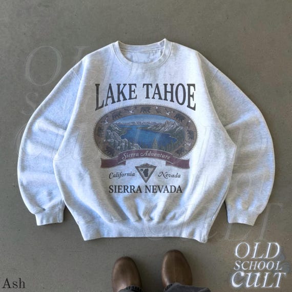 Retro Lake Tahoe Sierra Nevada Sweatshirt, Vintage 90s California Nevada Mountain Crewneck, Nostalgia Hiking Old School Gift