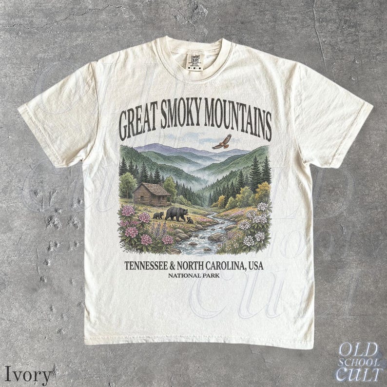 Great Smoky Mountains National Park Vintage 90er Jahre Grafik-Shirt, Retro Comfort Colors®Mountain Cabin Bear USA Nostalgie Unisex T-Shirt Bild 8