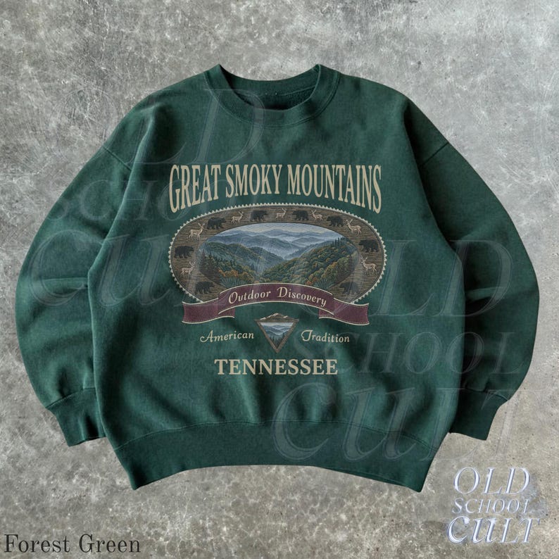 Retro Great Smoky Mountains Tennessee Sweatshirt, Vintage 90er Jahre Retro National Park Rundhalsausschnitt, Nostalgie Wandergeschenk Old School Bild 8