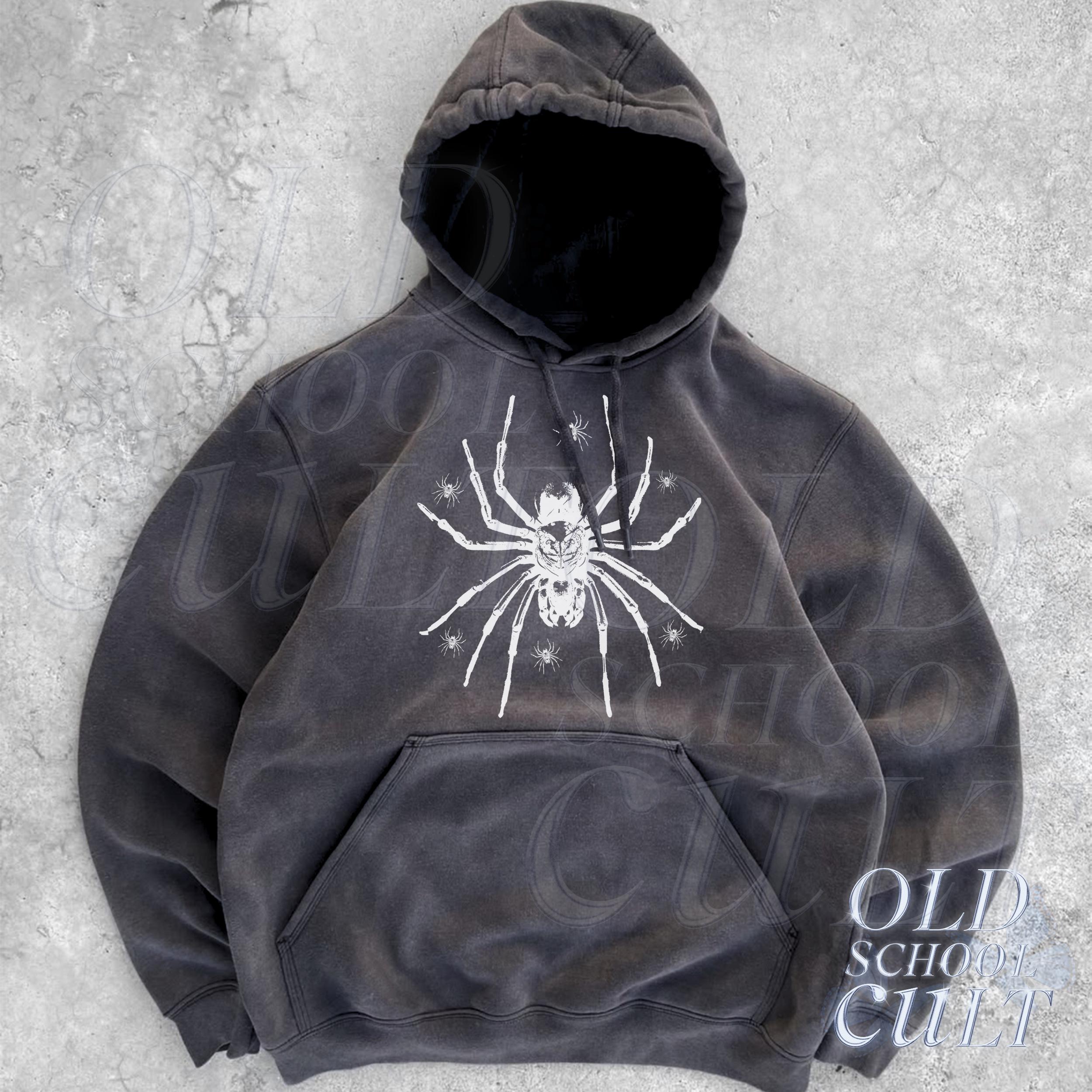 Vintage Spider 90s Graphic Hoodie, Retro Pump Cover Gothic Spider 