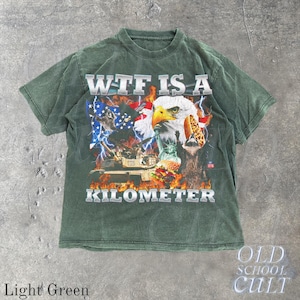 Camiseta WTF Is A Kilometer Divertida Camiseta Patrimonial USA Eagle Gráfico Camiseta Vintage American Meme Camiseta 4 de Julio Retro Unisex Regalo del Día de la Independencia Light Green