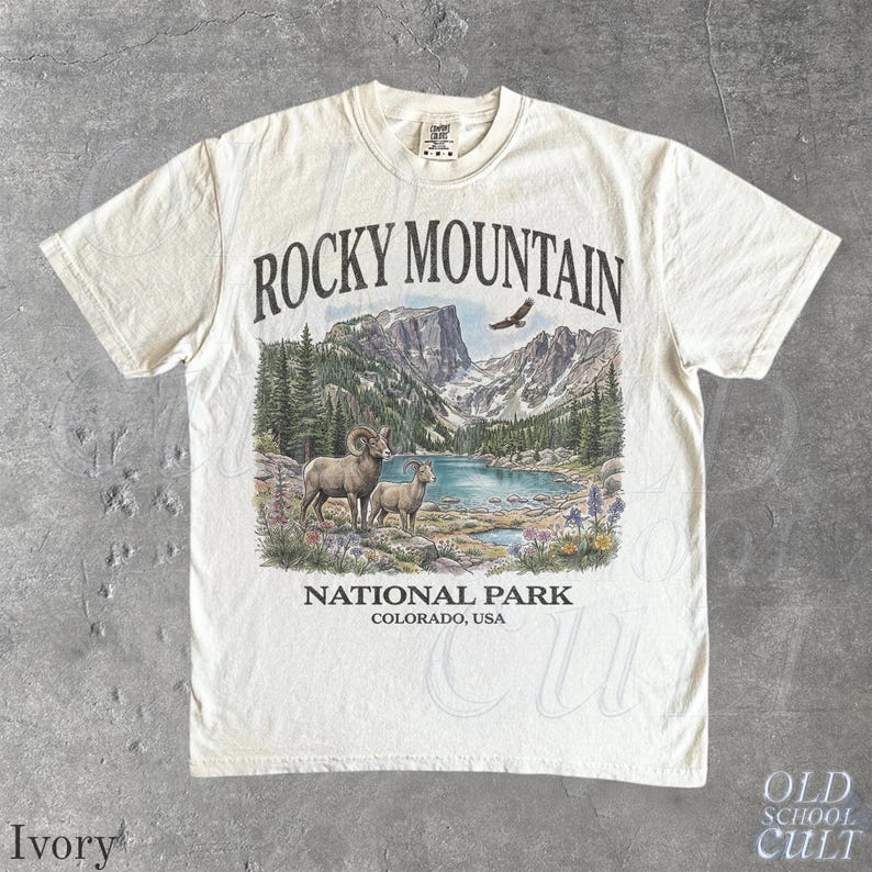 Rocky Mountain National Park Vintage 90s Graphic T-Shirt, Retro Comfort Colors® Colorado USA Nostalgia Unisex Tee image 9