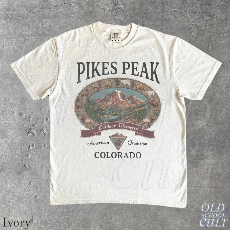 Vintage Pikes Peak Colorado Graphic Tshirt, Retro Comfort Colors® Mountain Outdoor 90s Nostalgia Camping Unisex Shirt image 14