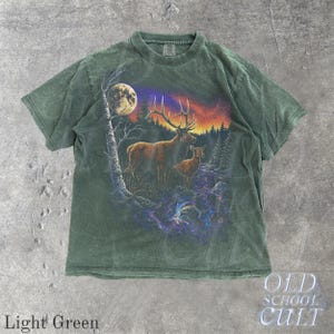 Elk Graphic T-Shirt, Wilderness Wildlife Nature Tee, Comfort Colors® Pepper Shirt, Vintage Outdoor Adventure Top, Hiking Camping Gift Light Green