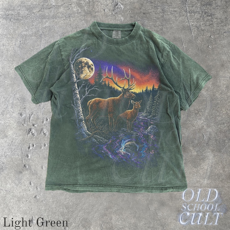 Elk Graphic T-Shirt, Wilderness Wildlife Nature Tee, Comfort Colors® Pepper Shirt, Vintage Outdoor Adventure Top, Hiking Camping Gift Light Green