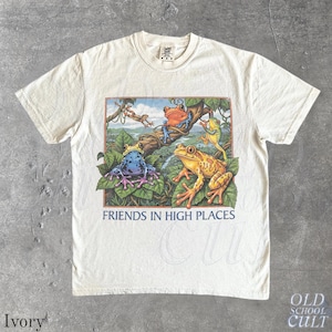 Friends in High Places Frog 90s Shirt, Colorful Tree Frog Graphic Tee, Poison Dart Frog Lover Gift, Amphibian Nature Herpetology T-Shirt image 3