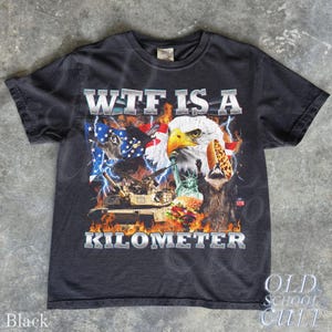 Camiseta WTF Is A Kilometer Divertida Camiseta Patrimonial USA Eagle Gráfico Camiseta Vintage American Meme Camiseta 4 de Julio Retro Unisex Regalo del Día de la Independencia imagen 8