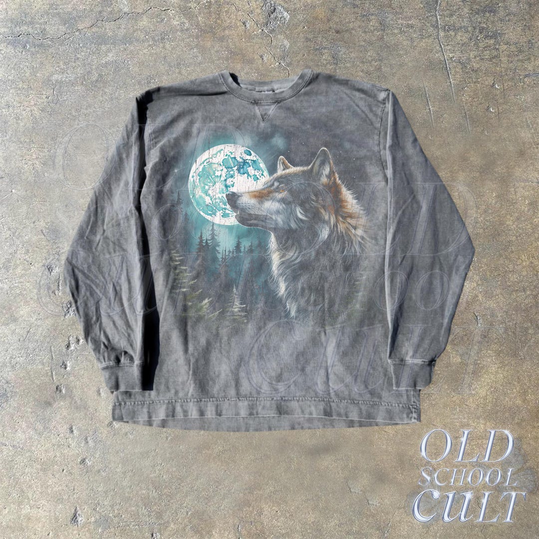 Vintage Wolf 90s Graphic Long Sleeve Shirt, Wolf Lovers Retro Tee ...